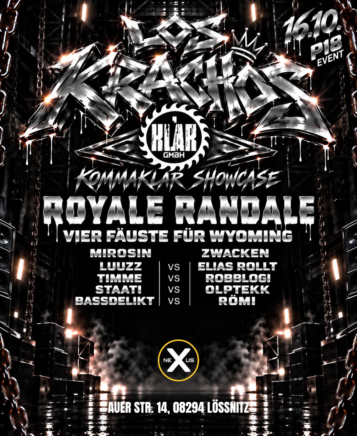 NEXUS LOS KRACHOS Flyer – 16.10.2026 in Lößnitz